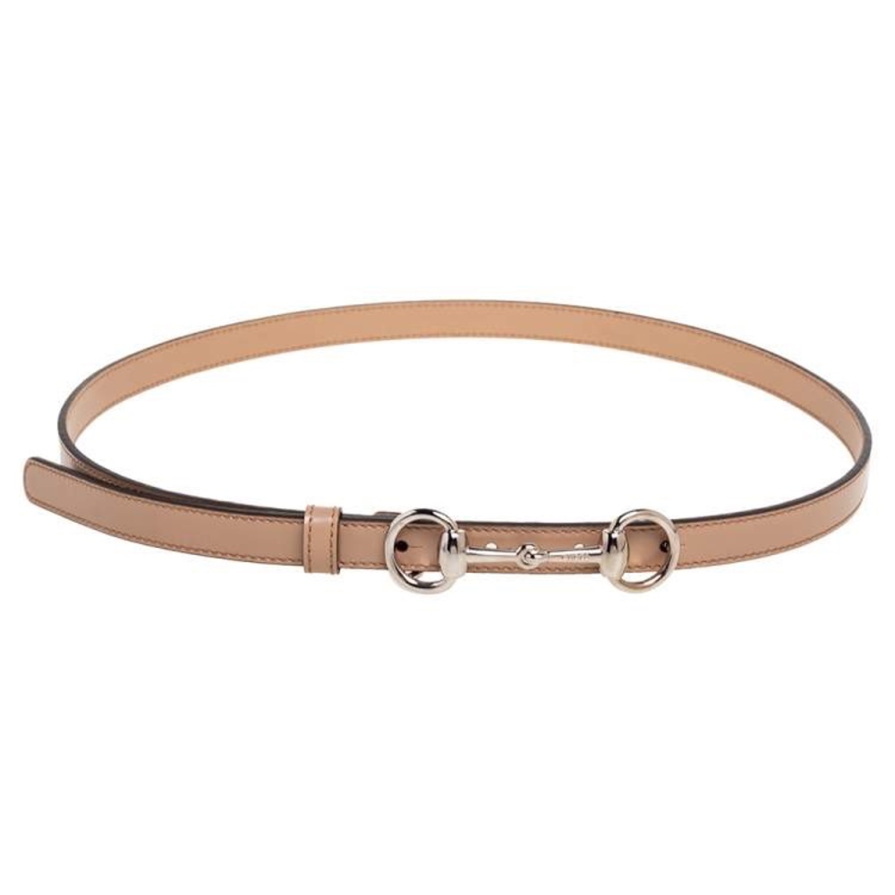 Gucci Beige Leather Horsebit-Buckle Belt